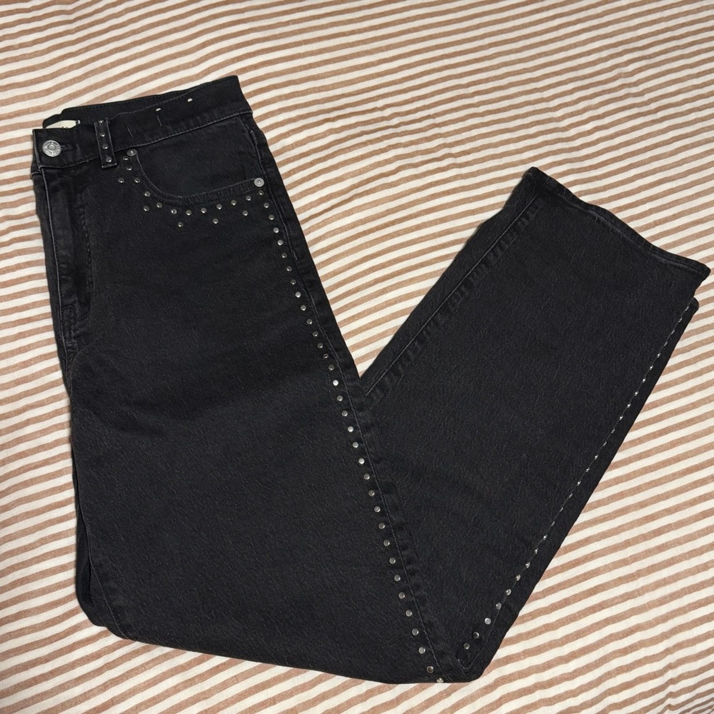 Madewell Black Straight Leg Jeans with Studded Detail